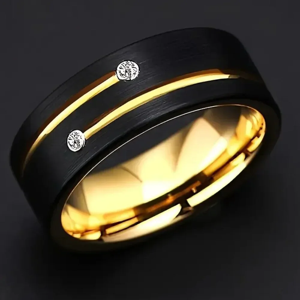 Tungsten Steel Carbide & Zirconia Inlay Shooting Star Meteor statement Ring